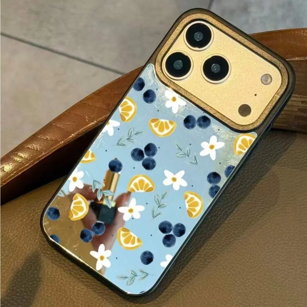 Free People Black Phone Case with Yellow Lemon & White Floral Print